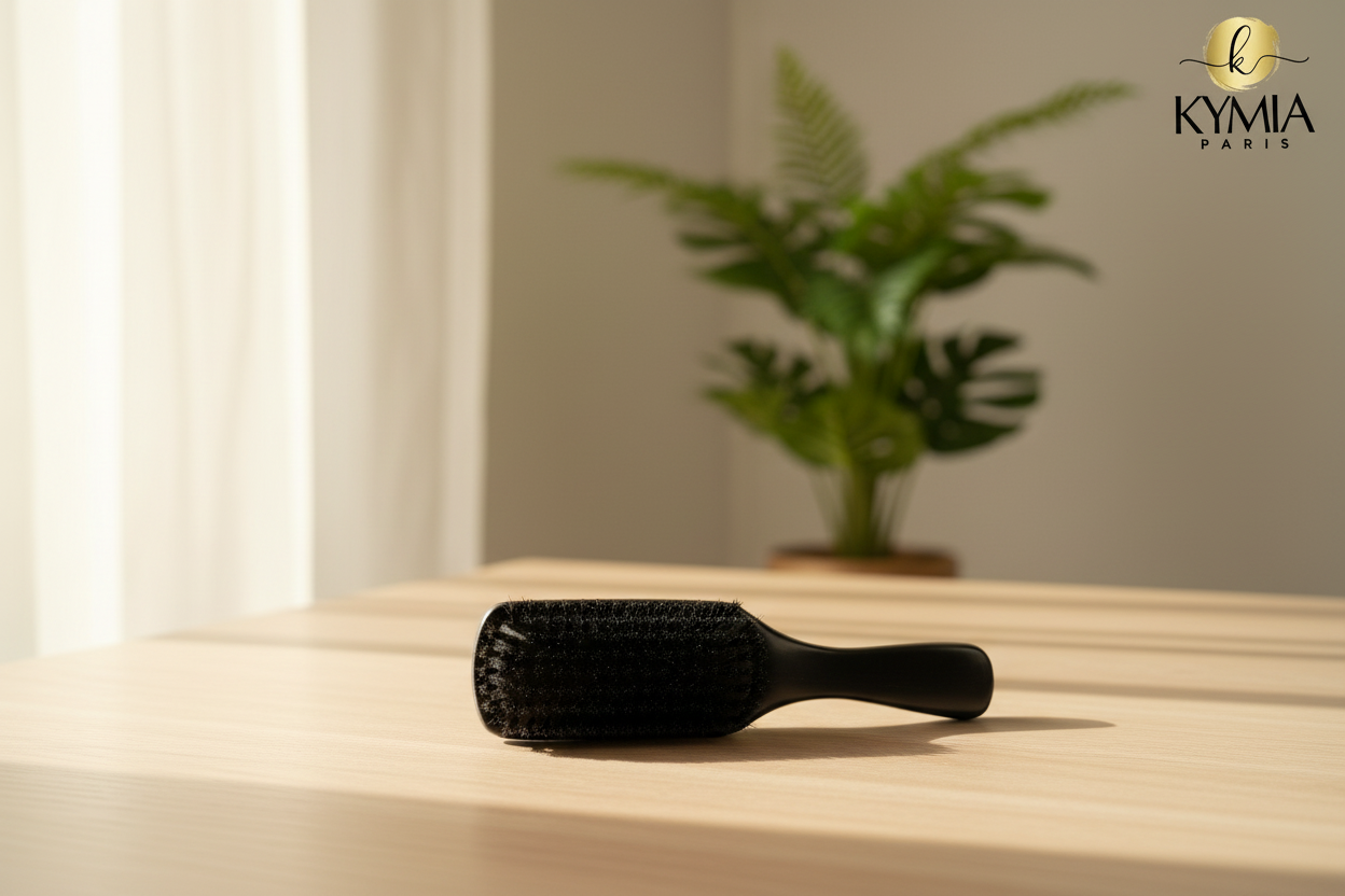 Brosse sur surface bois minimaliste