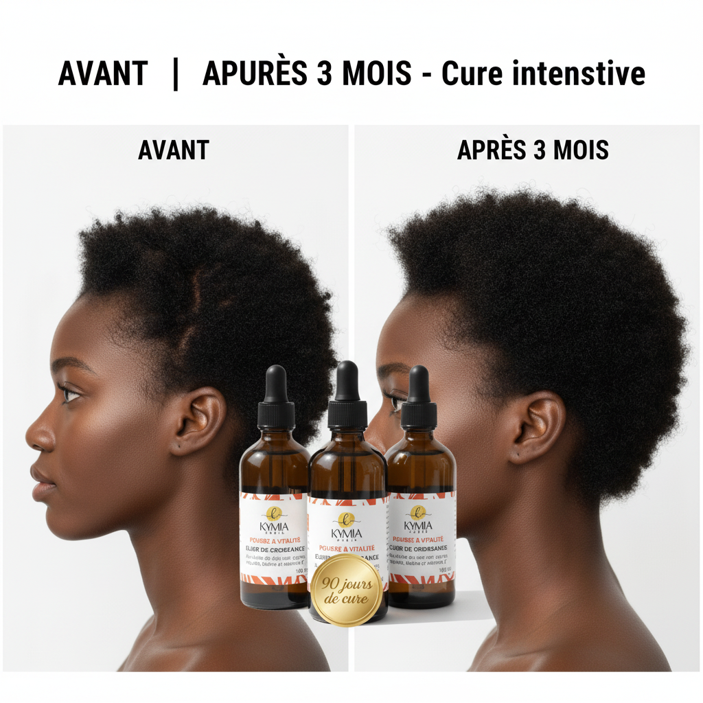 PACK CURE POUSSE 3 MOIS - Avant Après afro courte beaucoup plus dense