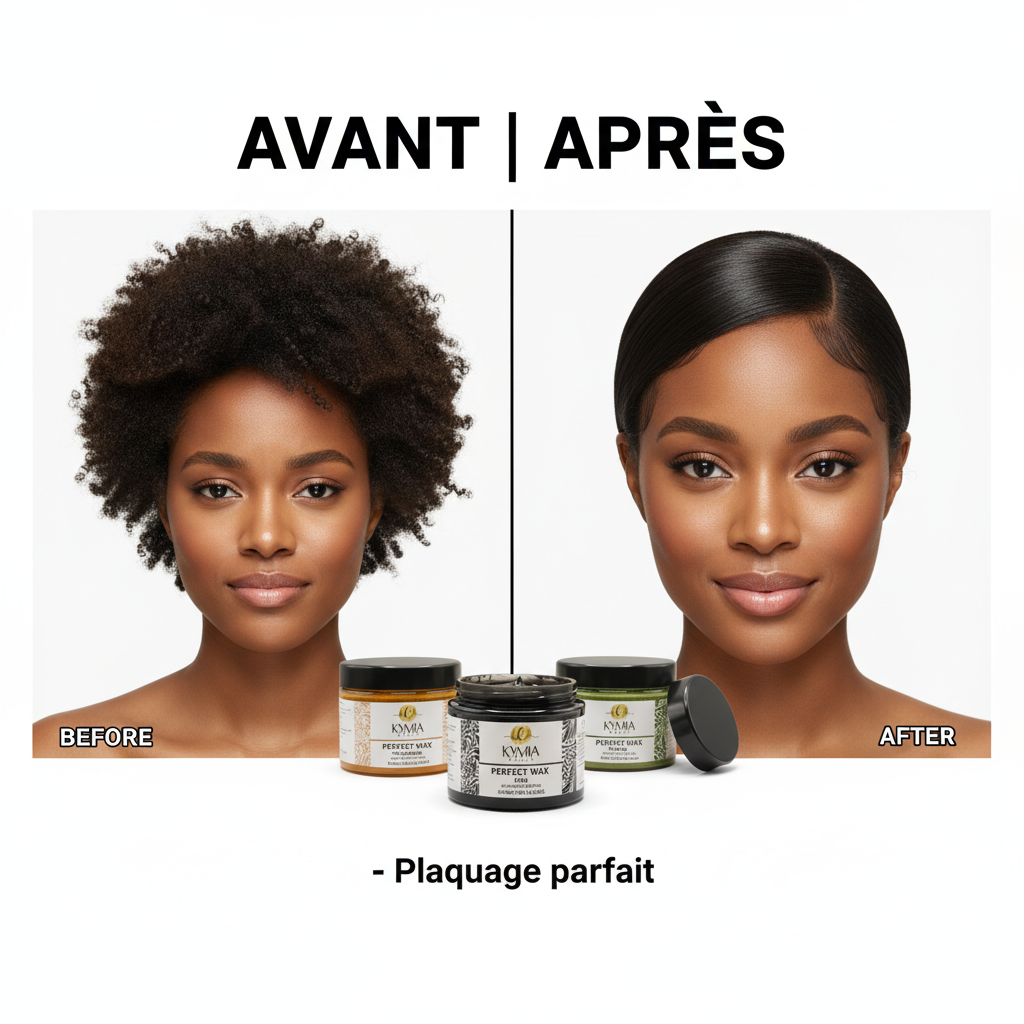 Kymia Perfect WAX - Avant Après plaquage parfait cheveux plaqués