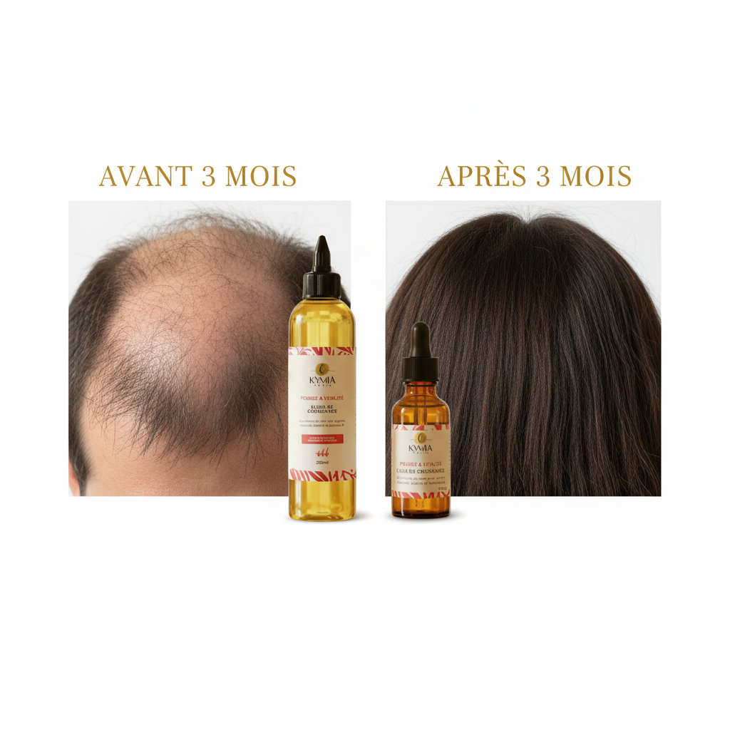 Élixir de Croissance - Avant Après 3 mois pousse capillaire