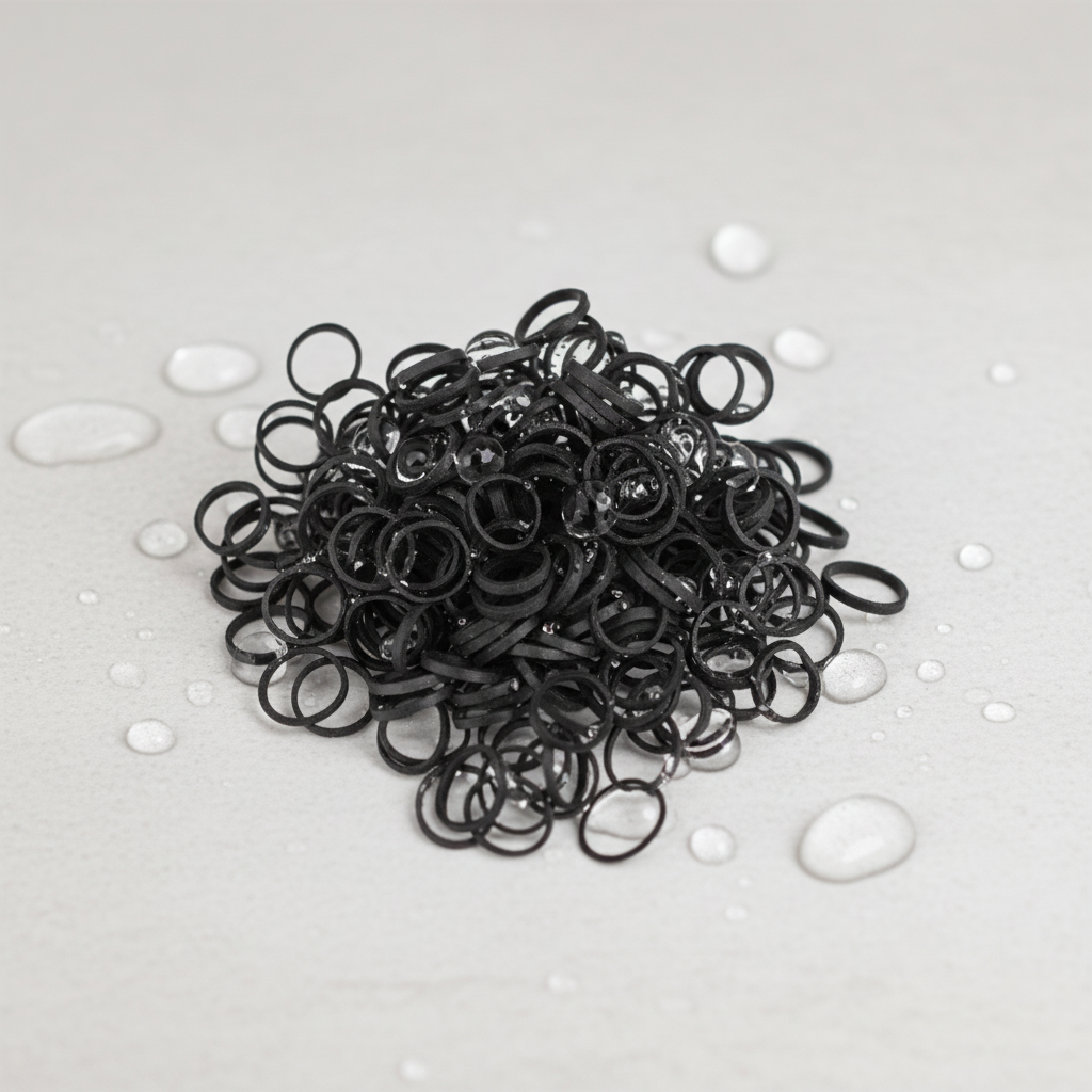 Lot de 400 élastiques noirs - Gouttes d'eau prononcées