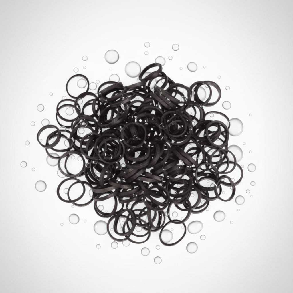 Lot de 400 élastiques noirs - Nombreuses gouttes d'eau