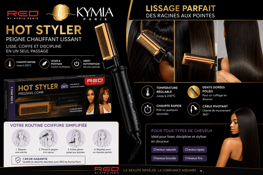 Red Kiss by Kymia Paris – Hot Styler Peigne Chauffant Lissant Professionnel 230°C - Kymia Paris